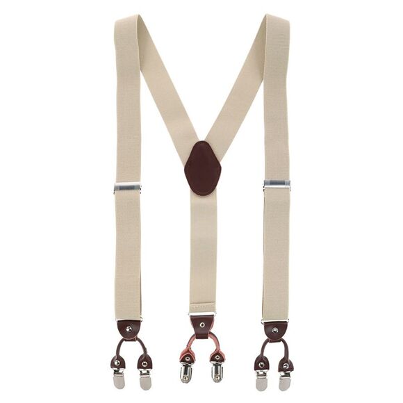 CTM Men's 1.375 Inch Wide Solid Color Y-Back Double Clip-End Suspenders - Picture 1 of 3